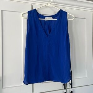 A.L.C. Draped Back Tank Top Blue Silk Extra Small  XS V-Neck Sleeveless Blouse